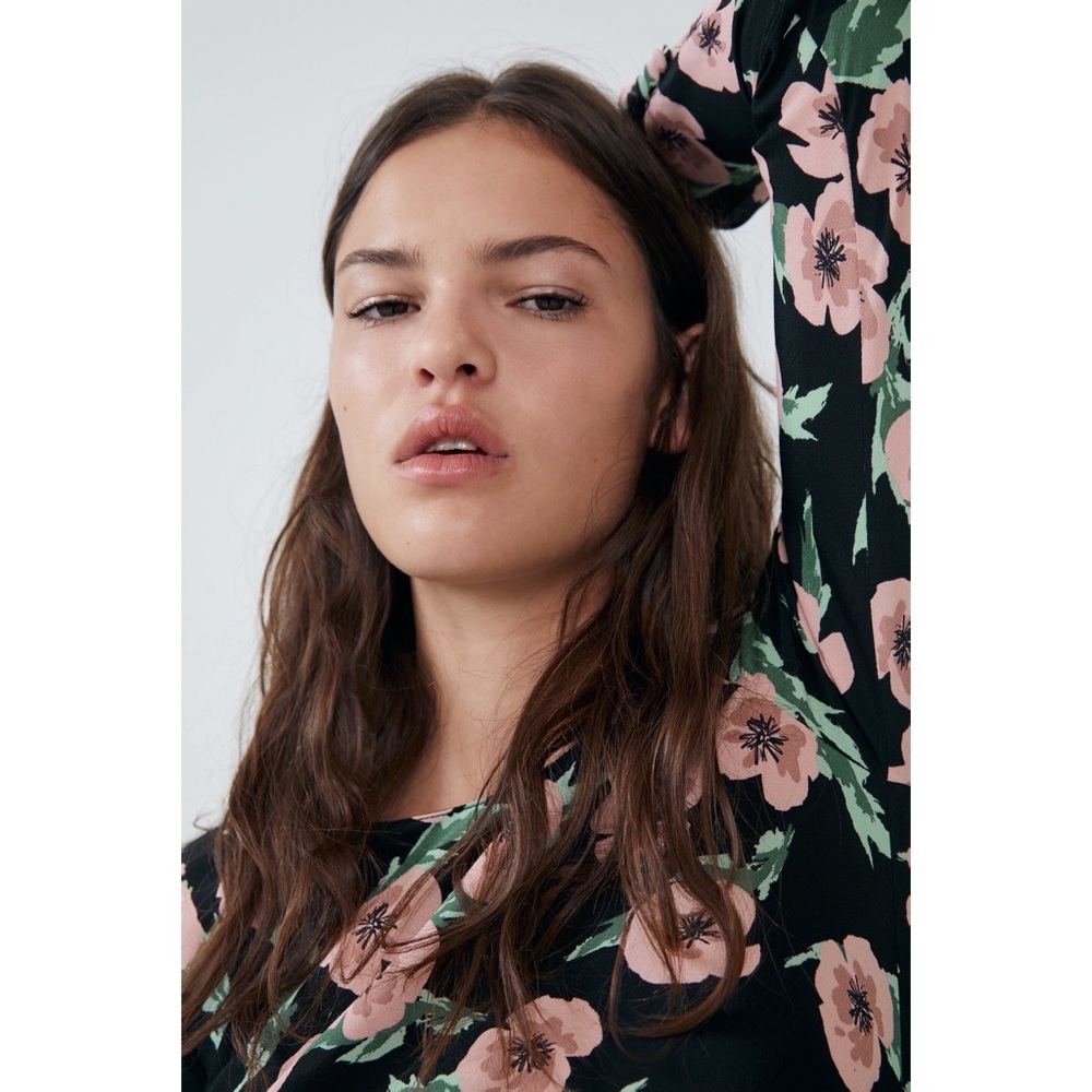 NWT Zara Long Floral Print Dress XS - Picture 5 of 7